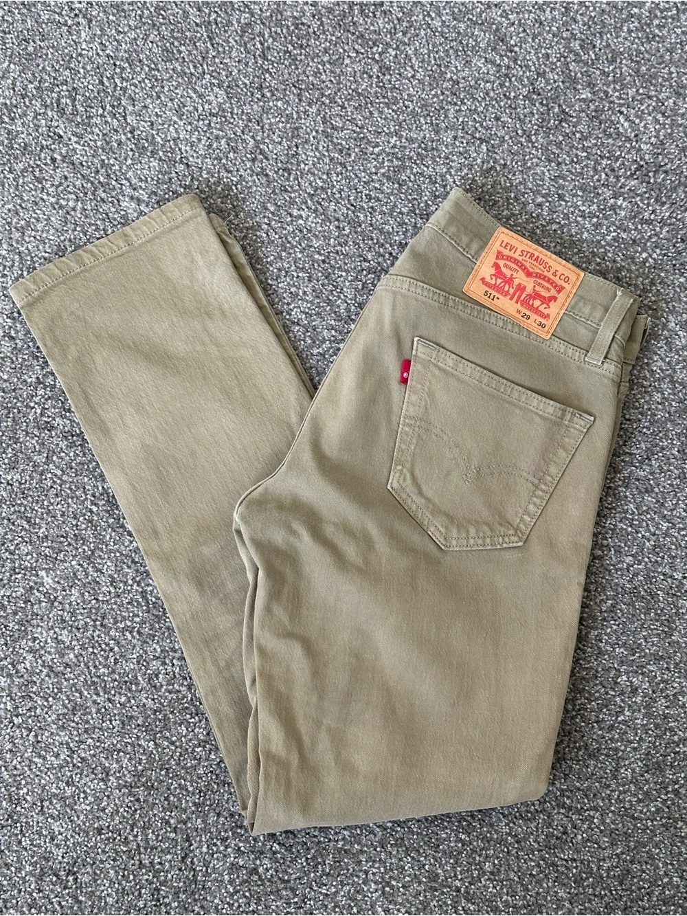 Levi's Men's 511 Slim Jeans in Olive Tone with Red Tab